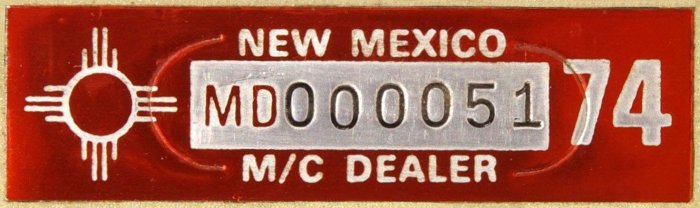 New Mexico Motorcycle Dealer and Dealer Manufacturer License Plates